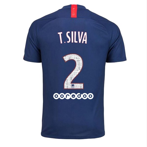 Trikot Paris Saint Germain NO.2 T.Silva Heim 2019-20 Blau Fussballtrikots Günstig